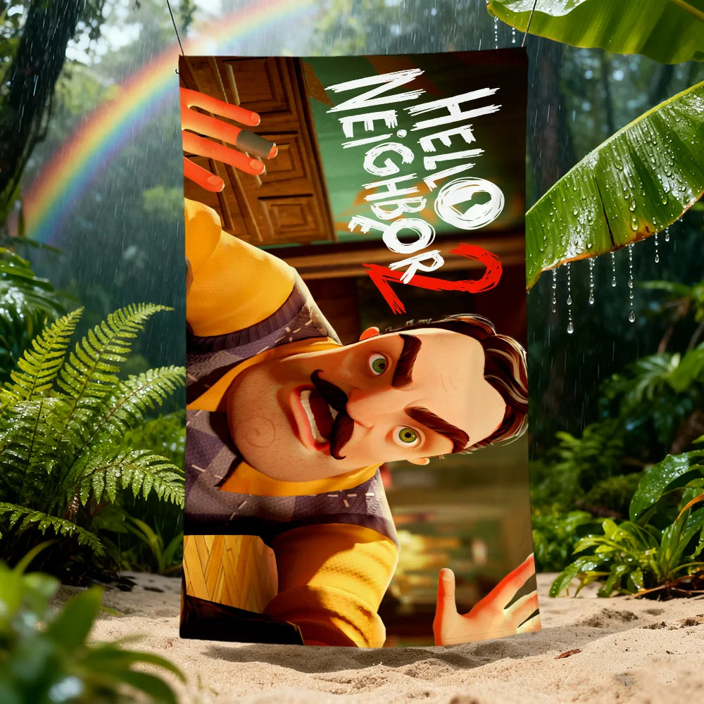 Hello Neighbor Horror Game Quick-Dry Beach Towel | Fun Gift Quick-Dry Beach Towel Peaceful Pleasures Health and Wellness