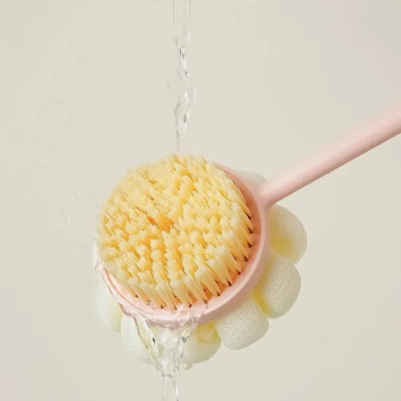 Two-Sided Silicone Body Brush with Long Handle | Back Scrubber