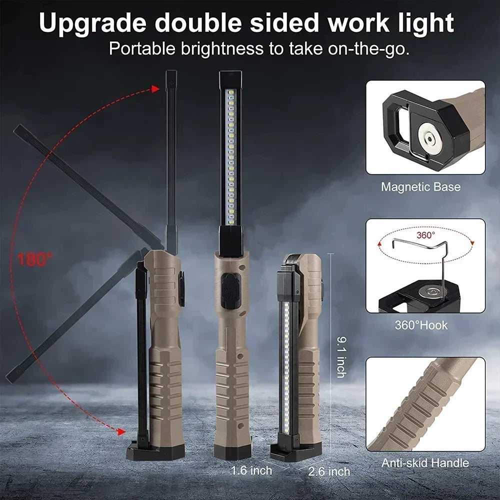 Folding COB XPE LED Work Light – Rechargeable Torch & Flashlight