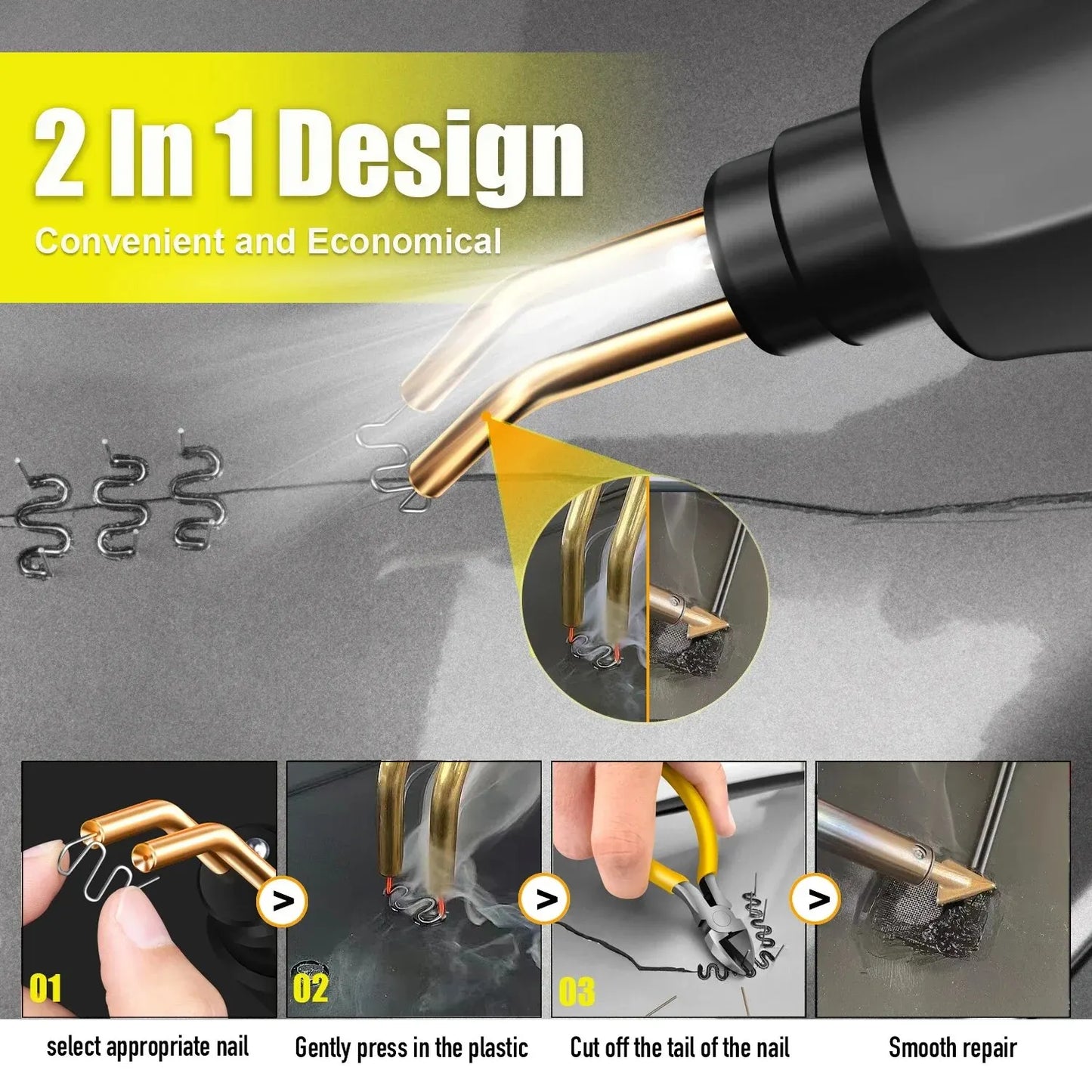 New Heat Gun Plastic Welding Machine Bumper Soldering Iron Staples Bumper Repair Car Tools Kit HOT Stapler Plastic Welder Peaceful Pleasures Health and Wellness