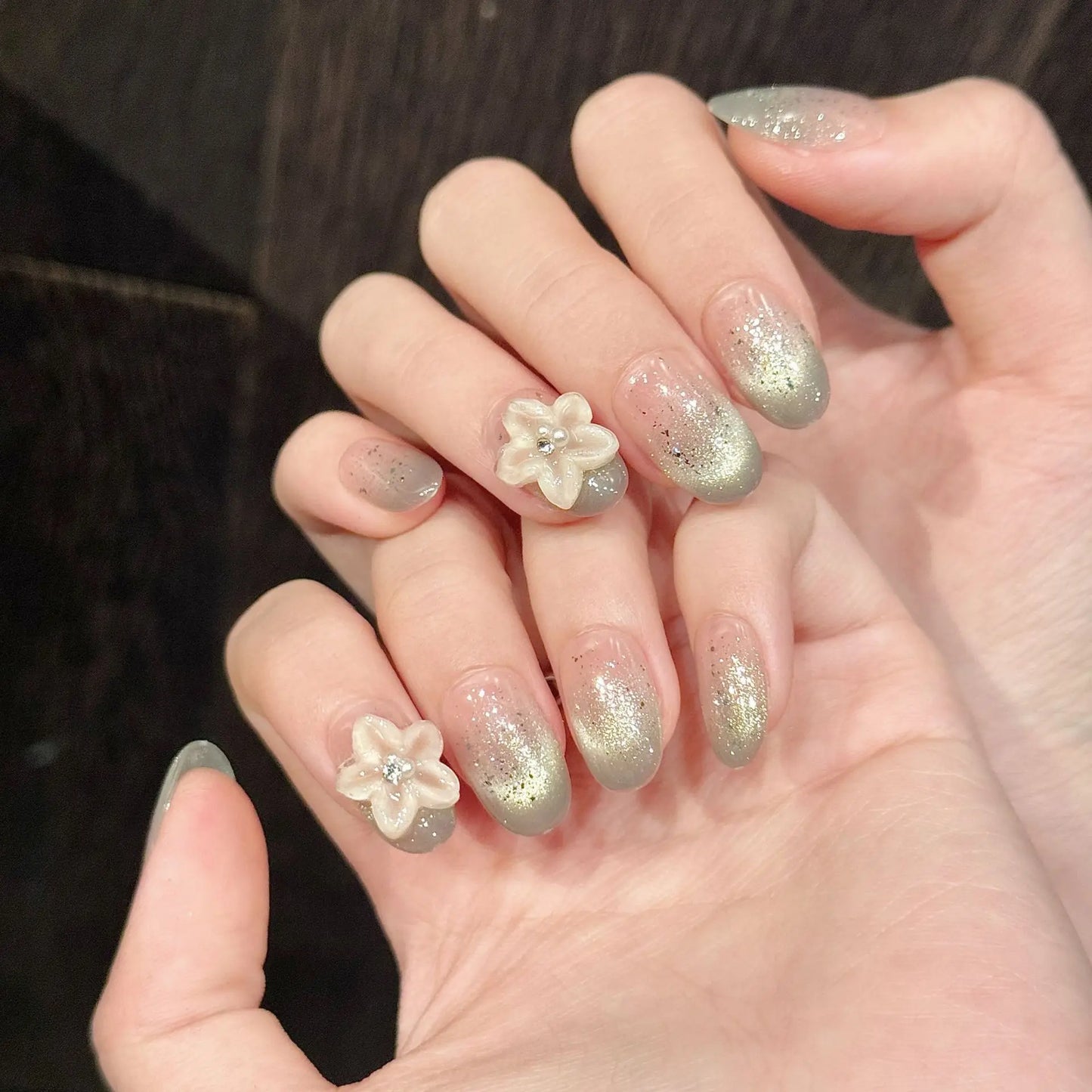 10pcs Handmade French Cat Eye Press on Nails Shiny Yellow Petals Design False Nails Wearable Full Cover Fashion False Nail Tips Peaceful Pleasures Health and Wellness