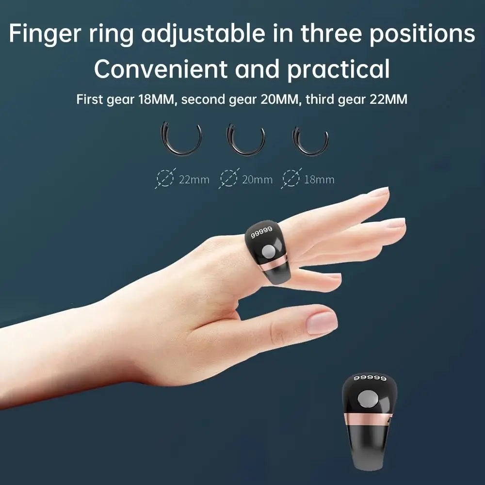Digital Tally Counter Ring – LCD 99999 Touch Control, 3-Speed