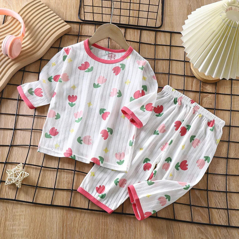 Cotton Kids Pajama Set | Toddler Long Sleeve Cartoon Nightwear