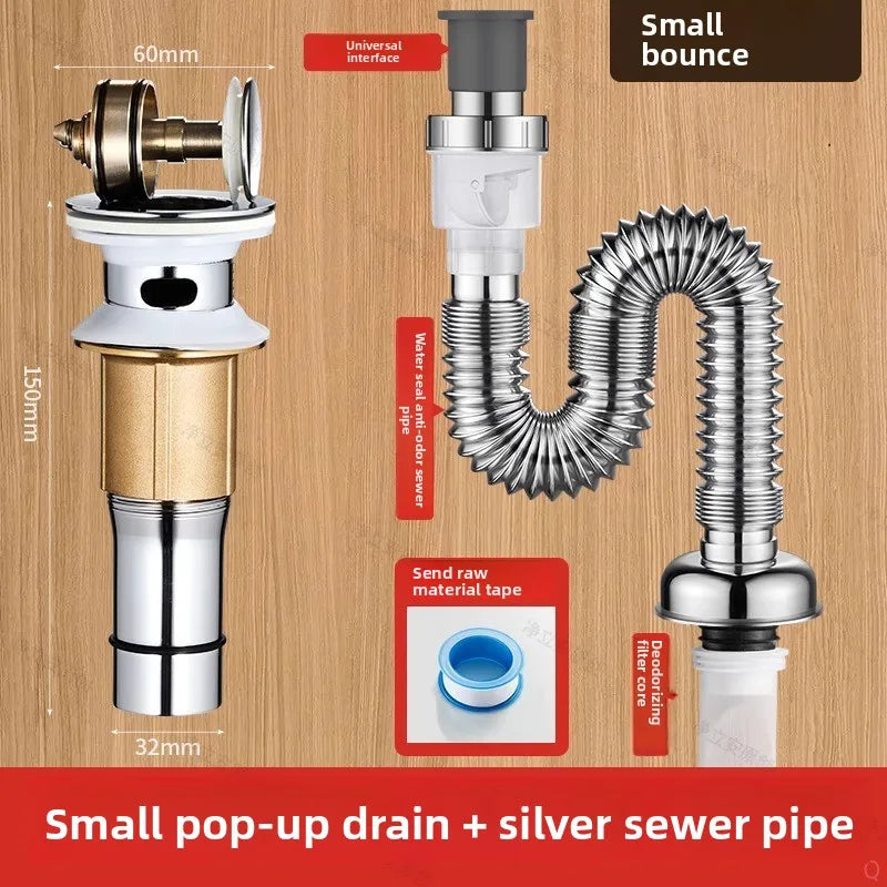 P-Trap Kitchen Sink Drain Set – Strainer, Hose & Odor Filter