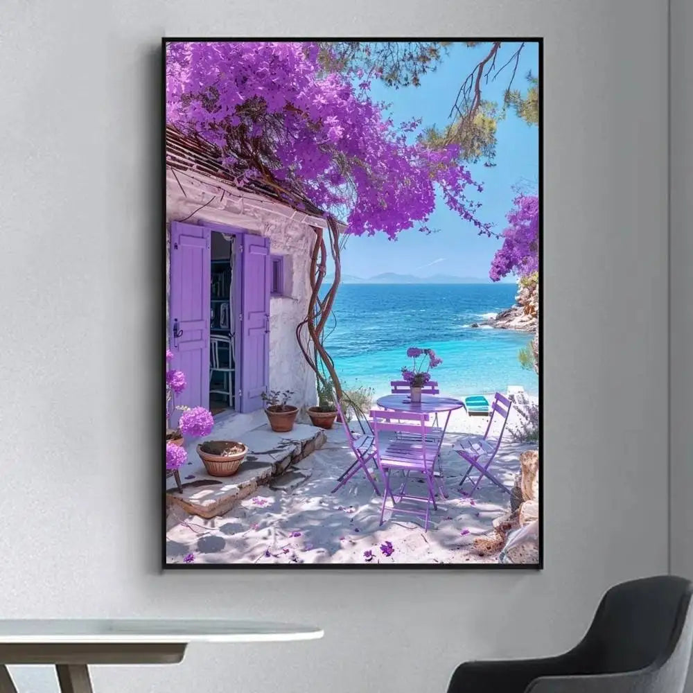 Lemon Abstract Landscape Retro Frameless Canvas Wall Art Print