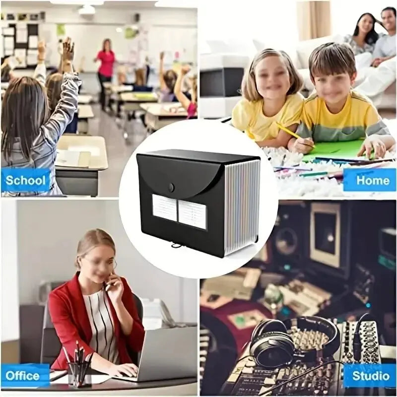 Expanding File Folder 12 Pockets A4 Size Filing Folder Organizer Large Capacity Portable Accordian File Box for Classroom Office Peaceful Pleasures Health and Wellness