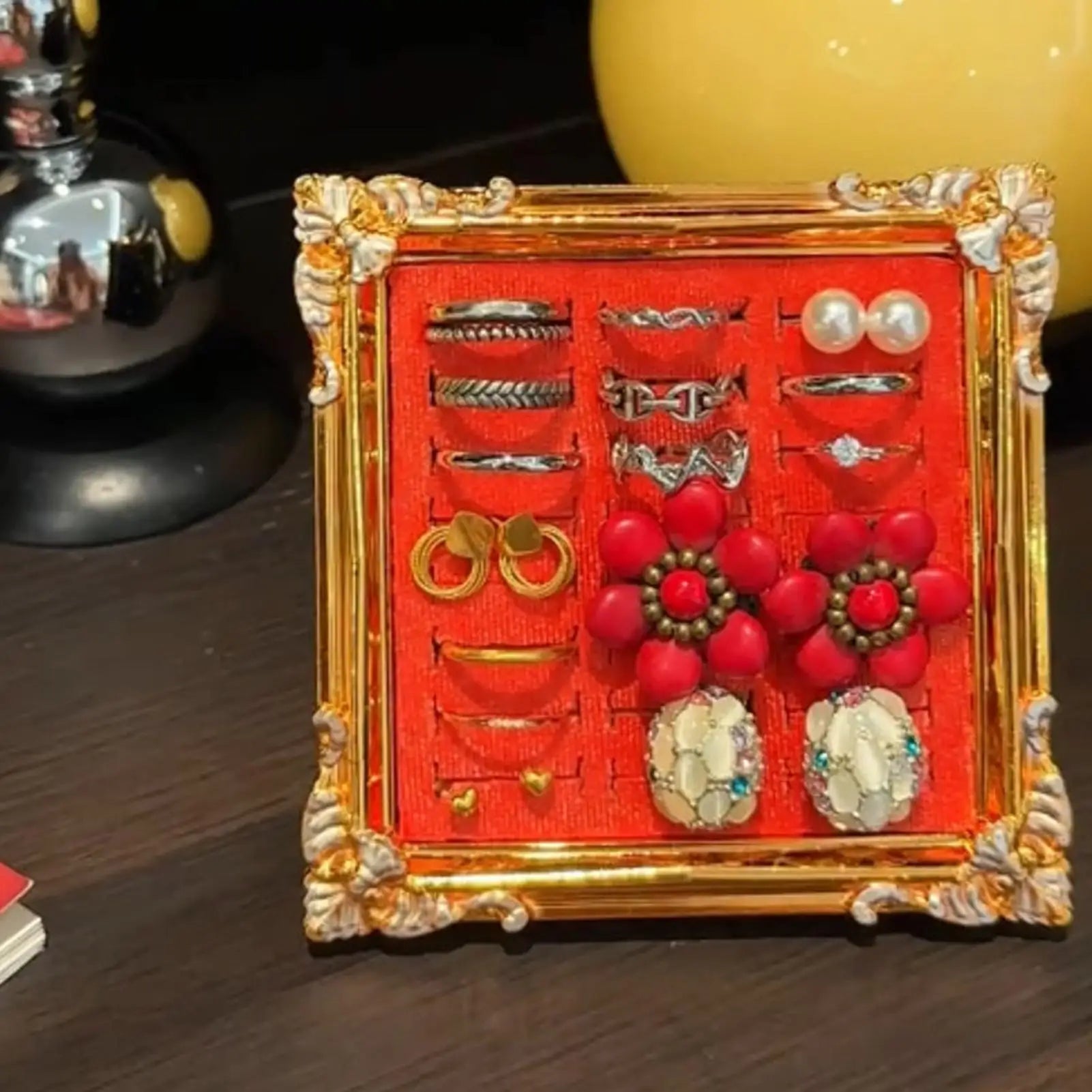Vintage Ring Holder European Jewelry Organizer Aesthetic Trinket Stand for Bedroom Wedding Vanity Cabinet Counter Showcase Peaceful Pleasures Health and Wellness