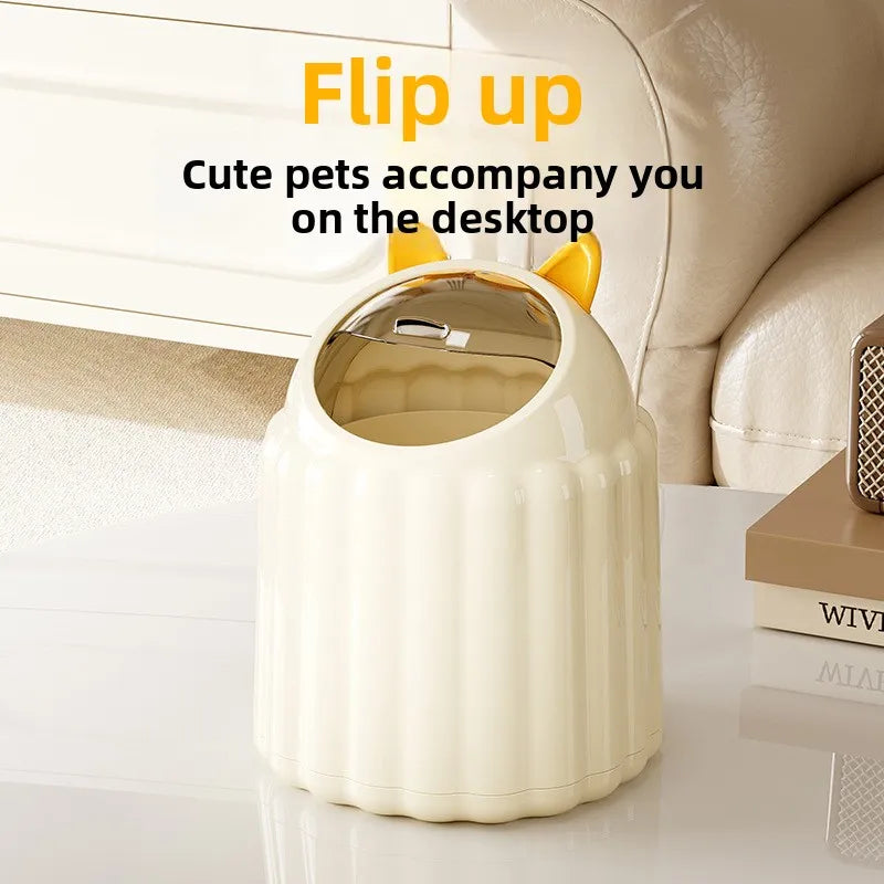 Adorable Mini Desktop Trash Can Small Cute Covered Waste Bin for Office Student Desk Paper Basket - Eco-Friendly & Space-Saving Peaceful Pleasures Health and Wellness