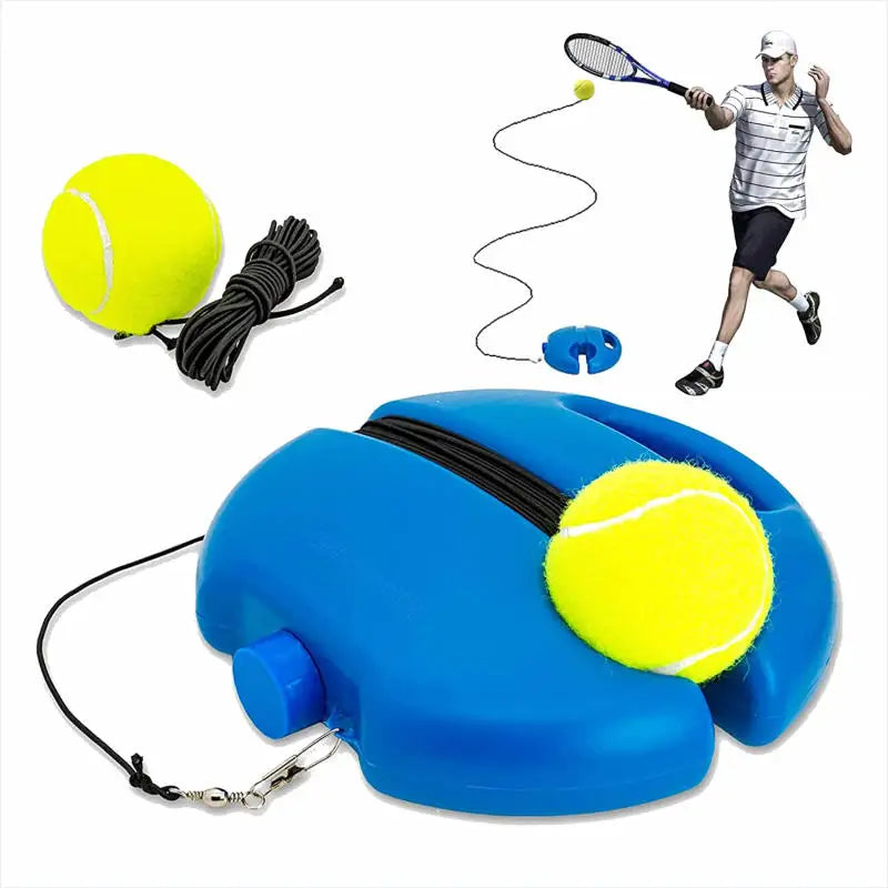 Tennis Trainer Rebound Net with Elastic Rope Solo Practice Tool for Backyard Driveway Self Training Portable Post Mount Peaceful Pleasures Health and Wellness