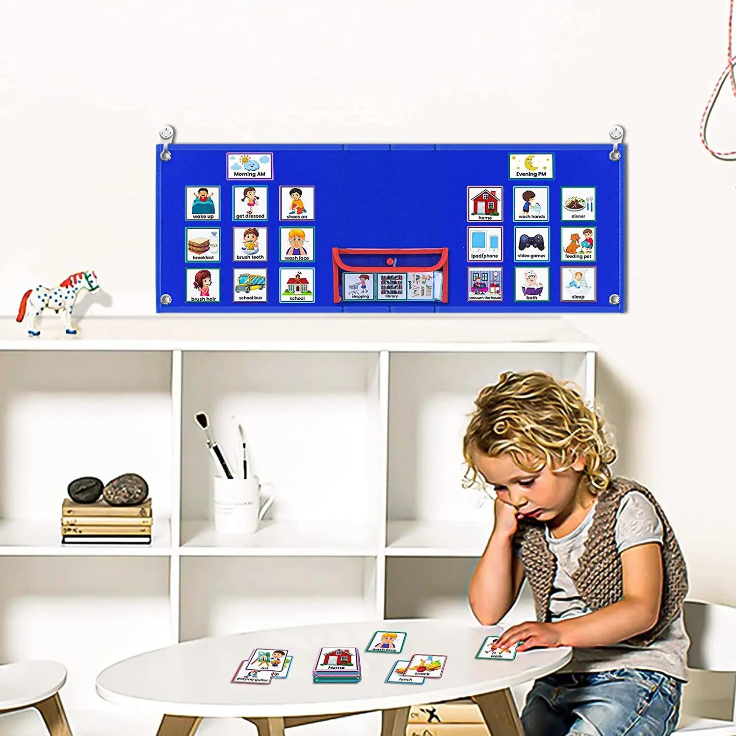 Visual Schedule for Kids Chore Chart,Calendar Chart Autism Learning Materials Kids Visual Behavioral Montessori Educational Toys Peaceful Pleasures Health and Wellness