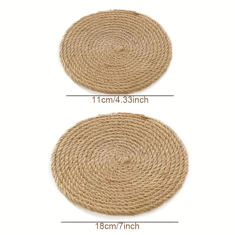 Round Woven Water Hyacinth Placemats – Boho Farmhouse Set of 2