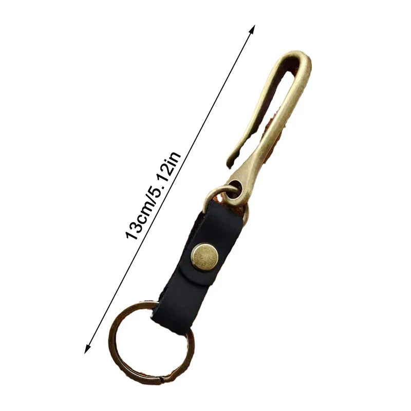 Vintage Cowhide Leather Keychain – U-Shape Belt Hook | Men's Gift