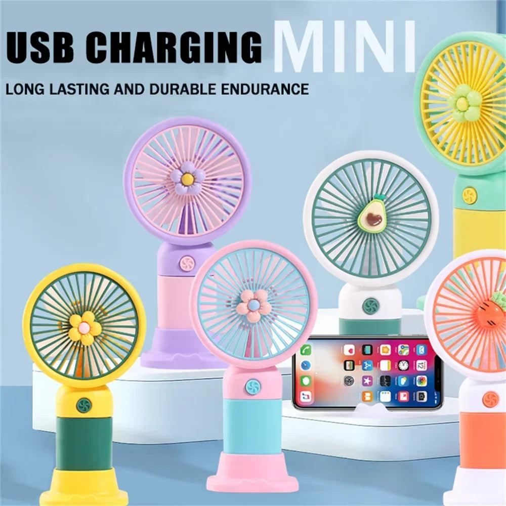 Mini USB Rechargeable Handheld Fan with Desktop Stand