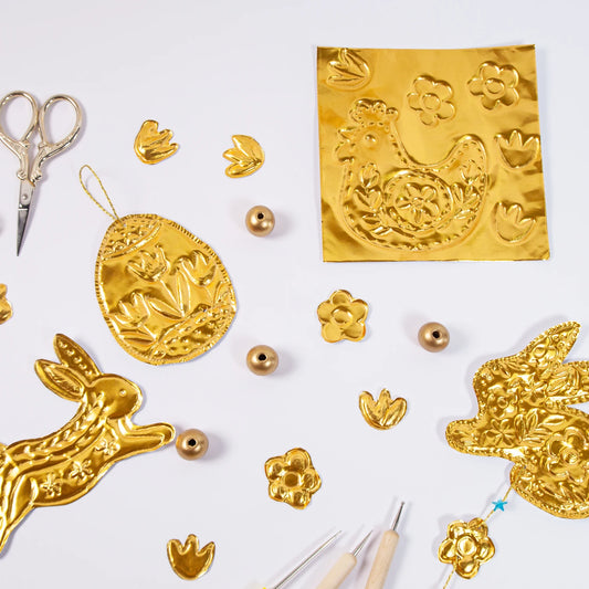 Beginners Easter DIY Craft All Inclusive Set Gold Foil Non Woven Fabric Tools and Decor Accessories for Easter Handmade Projects Peaceful Pleasures Health and Wellness