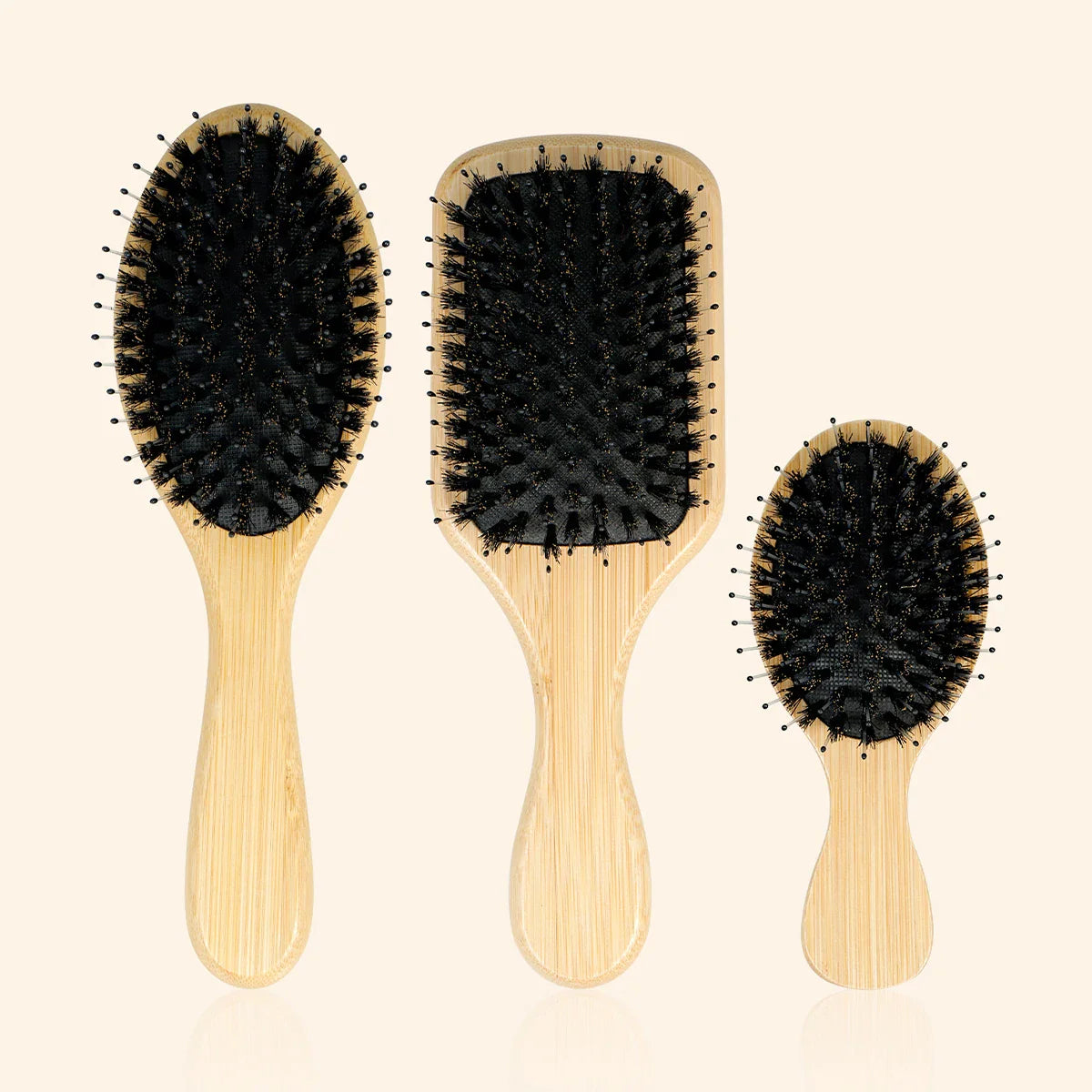 Bamboo Hair Brush with Boar Bristles – Detangle & Shine