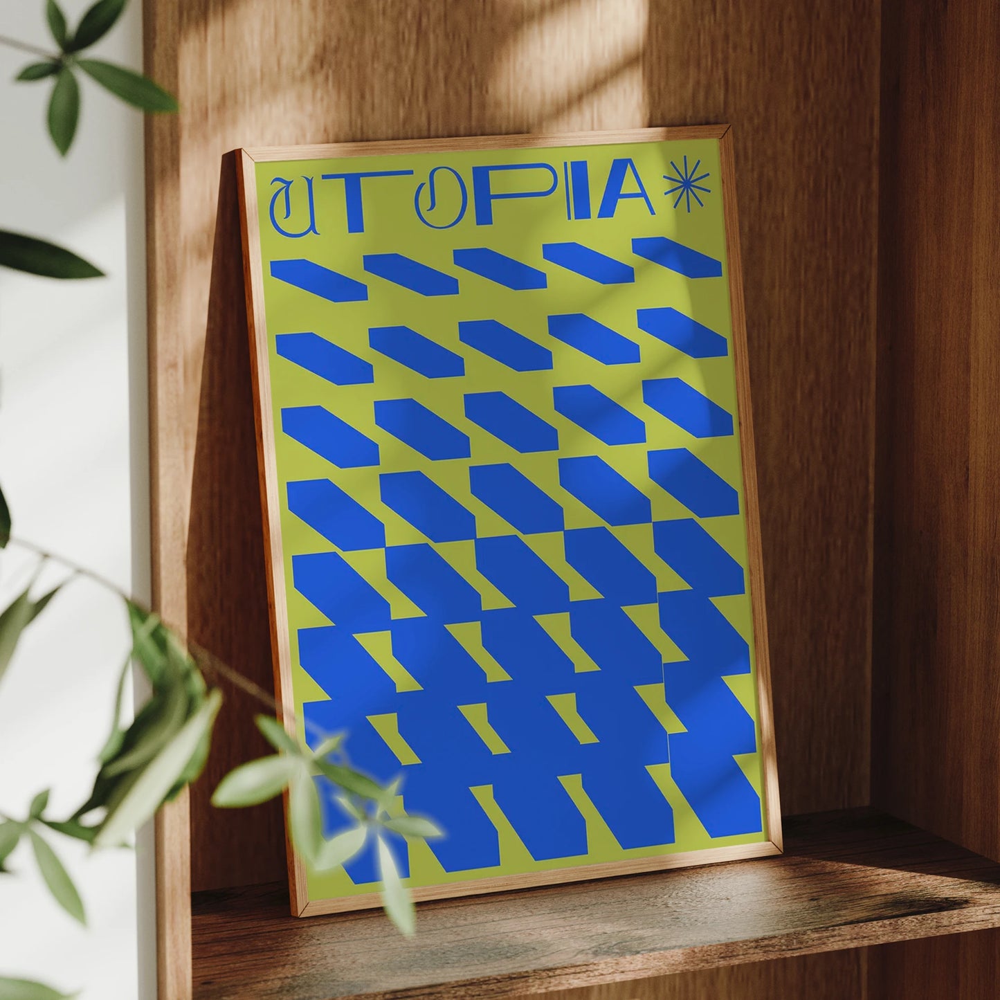 Modern Minimalist Blue & Green Utopia Canvas Wall Art Print
