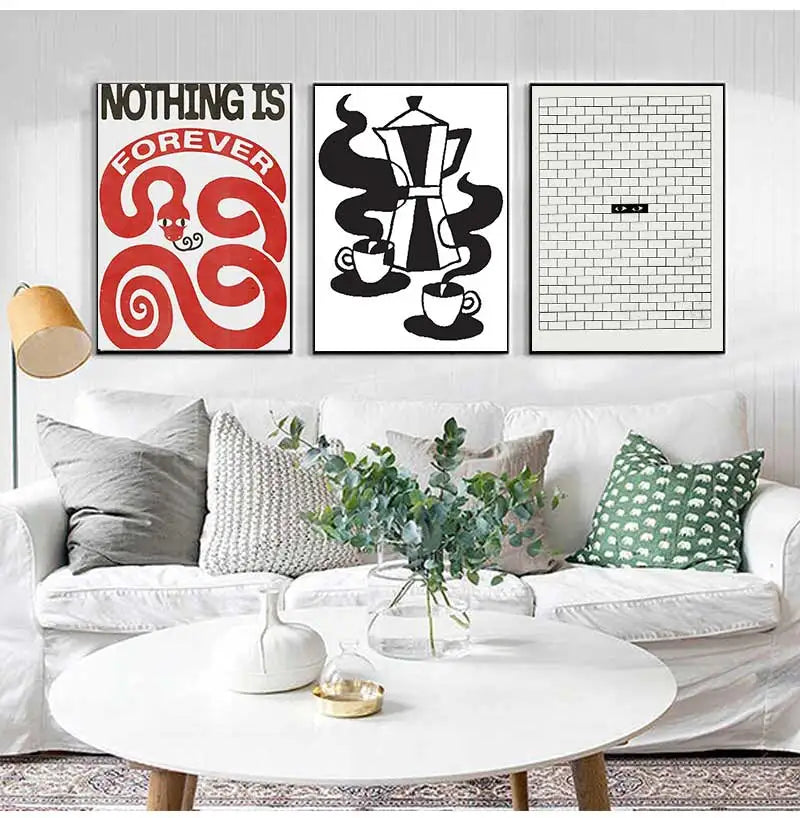 Vintage Abstract Retro Mind Maze Canvas Wall Art Print