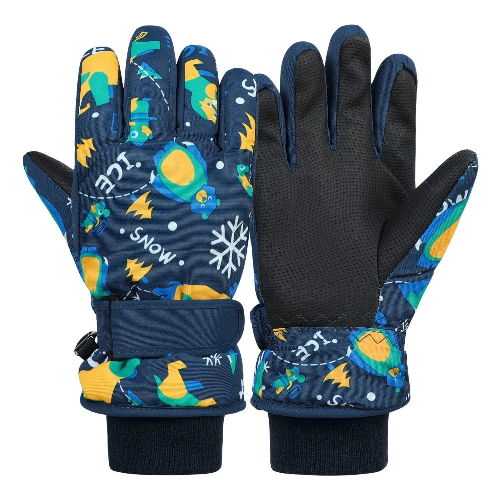 Kids Ski Gloves for Boys Girls, Children Winter Warm Glove with Fleece Lining Cute Designs and Waterproof Snowboard Gloves Peaceful Pleasures Health and Wellness Blue M (7-9 Years)