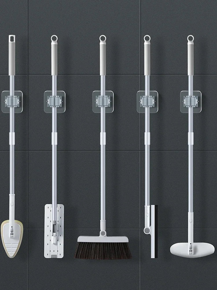 Wall-Mounted Mop & Broom Hanger Rack – No-Drill Suction