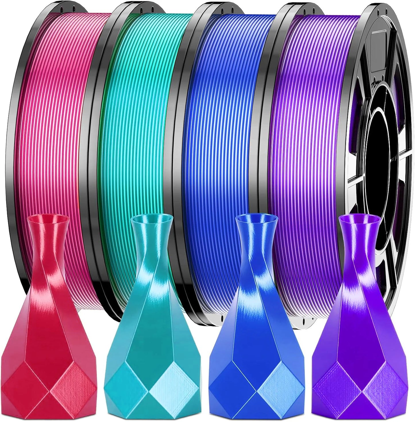 Silk PLA Filament 1.75mm 4-Color Bundle 250g – 3D Maliang