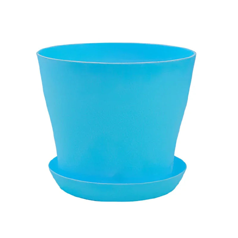 5-Size Round Plastic Planter Pots with Tray | Succulents & Bonsai