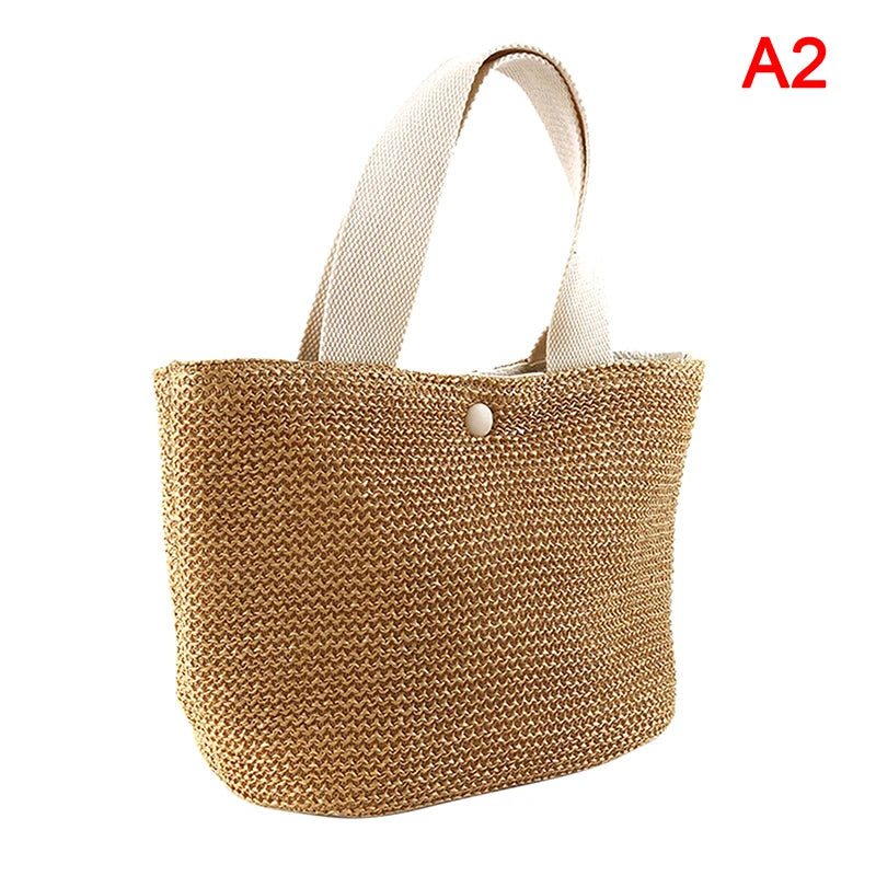 Women's Straw Woven Beach Tote Bag – Boho Shoulder Handbag Woven Tote Bag Peaceful Pleasures Health and Wellness Beige