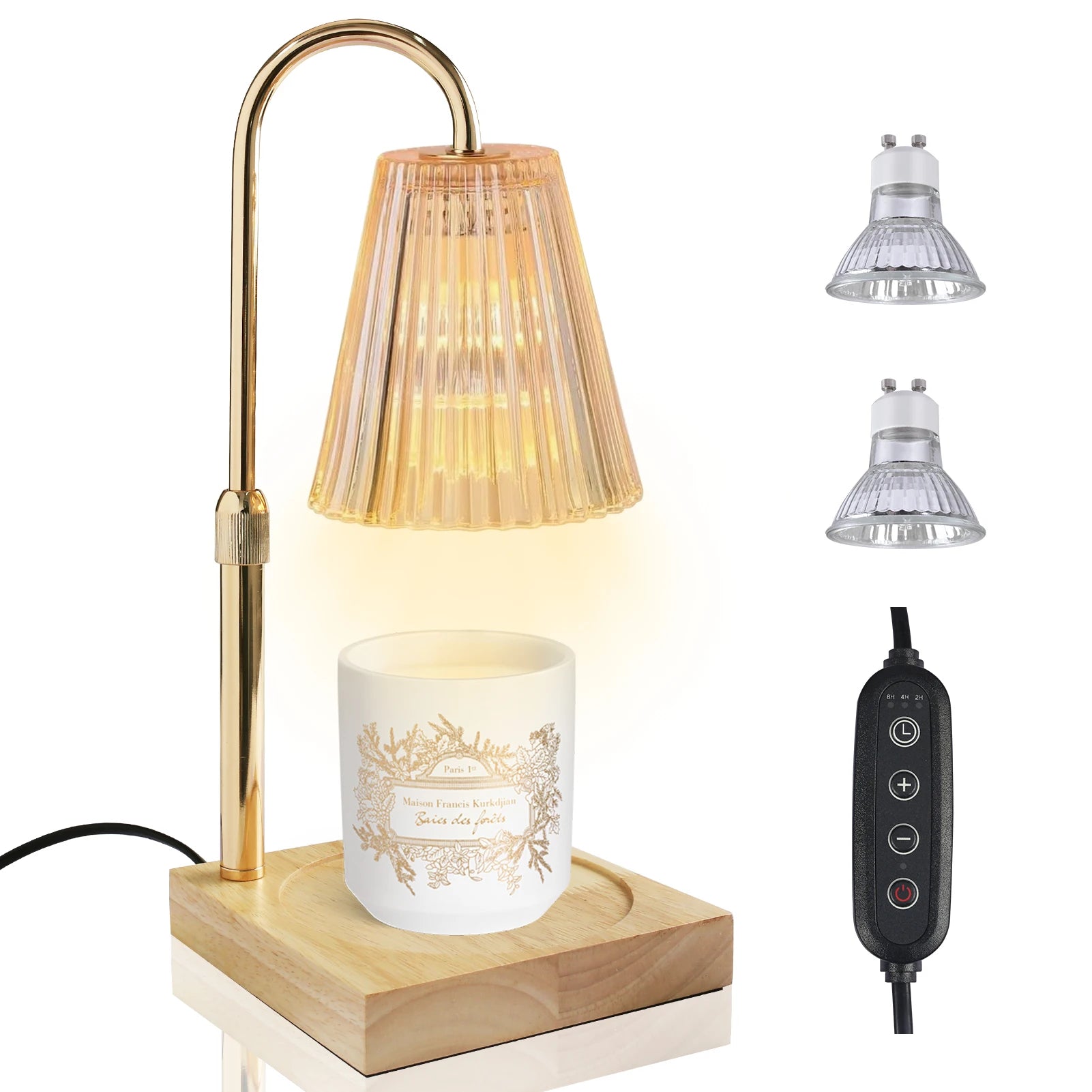 Candle Warmer Lamp With Wooden Tray Candle Holder Dimmable Height Adjustable Electric Night Light for Bedroom Home Desk Decor Peaceful Pleasures Health and Wellness Warm White UK Plug