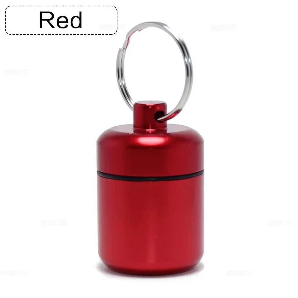 Portable Mini Waterproof Aluminum Pill Box Cases Container Organizer Storage Tablets Bottle Medicine Vitamin Pillboxes Fish Oils Peaceful Pleasures Health and Wellness SIZE A Red