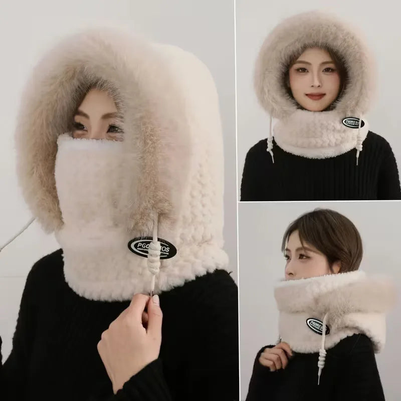 Women's Winter Thermal Hat Hood Scarf & Mask | Windproof