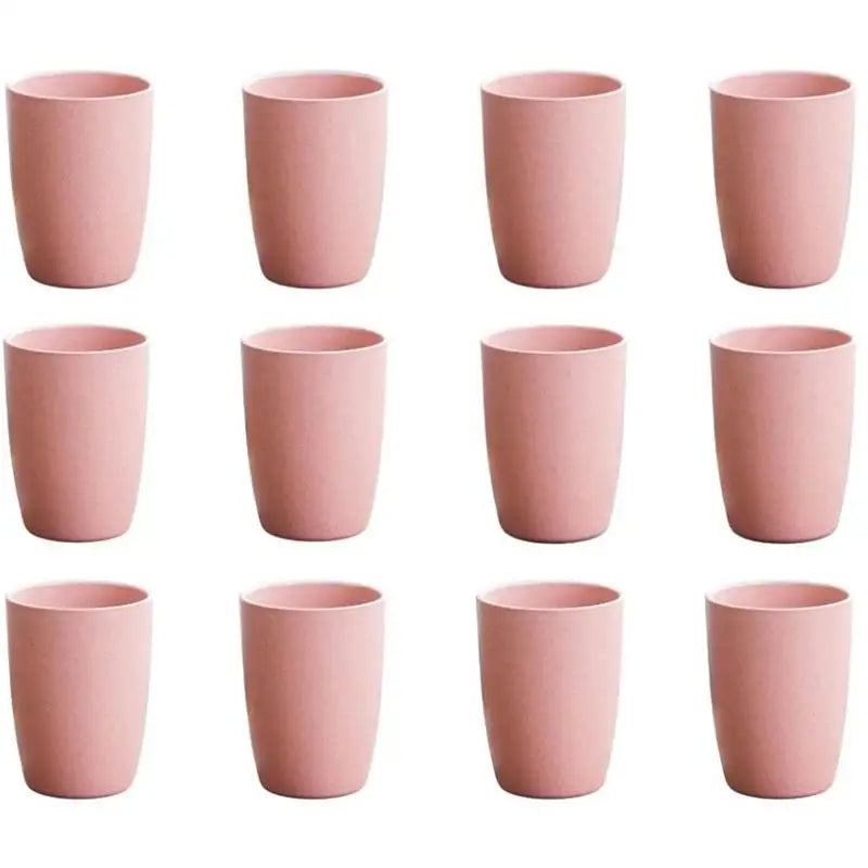 12-Pack Wheat Straw Mouthwash Cups – Kids & Adults Travel Cup Wheat Straw Cups Peaceful Pleasures Health and Wellness Pink 12pcs