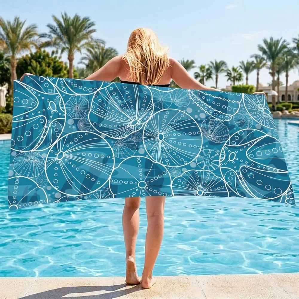 Sea Theme Microfiber Beach Towel – Quick-Dry & Absorbent