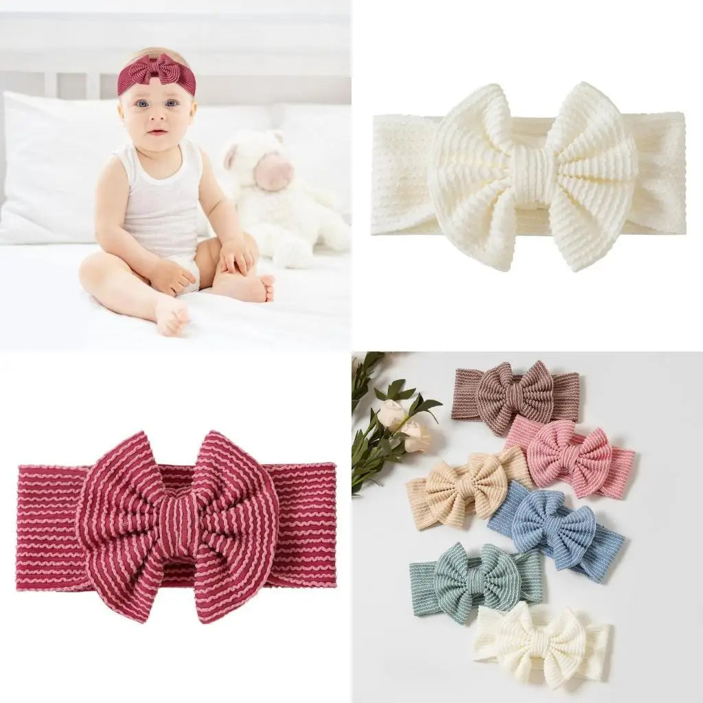 Soft Nylon Baby Bow Headbands – Newborn to Toddler Girls