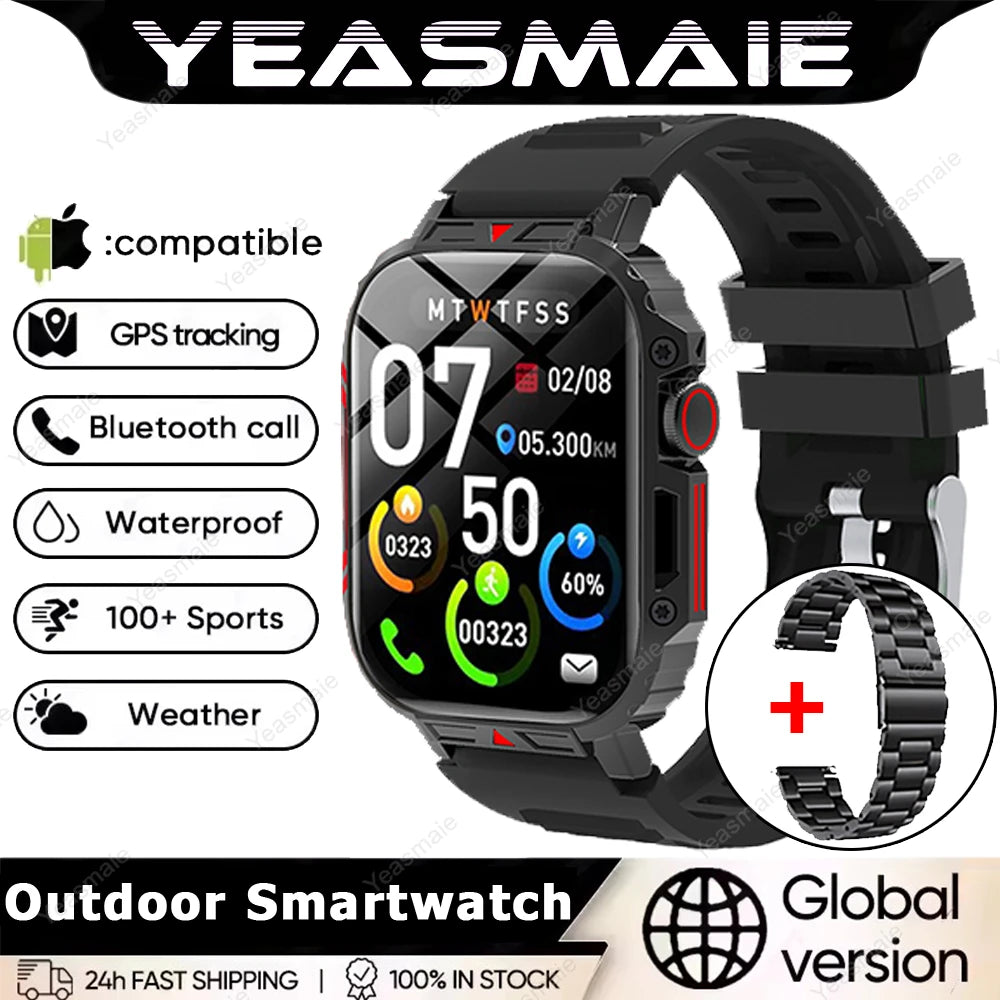Military Smartwatch – Bluetooth Call, Heart Rate & SpO2 Monitor