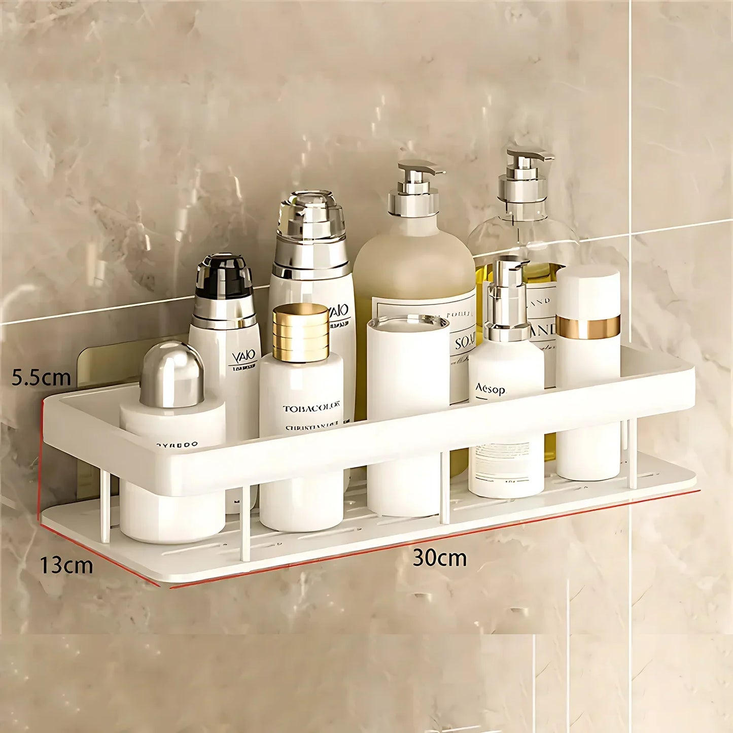 2-Pack No-Drill Aluminum Shower Shelf | Bathroom Storage Rack