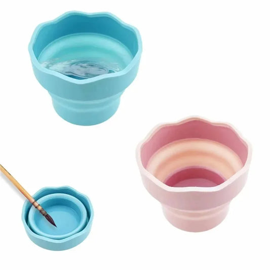 Collapsible Silicone Paint Brush Washer Bucket – Set of 2 Brush Cleaning Bucket Peaceful Pleasures Health and Wellness