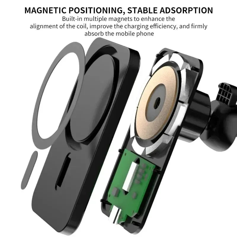 Magnetic Wireless Car Charger Air Vent Mount | iPhone 12–17