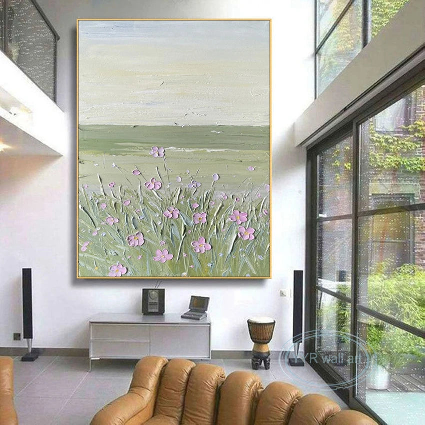 Hand Painted Landscape Wall Art Canvas Poster Modern Abstract Texture Acrylic Oil Painting Home Decor Aesthetics Custom Picture Peaceful Pleasures Health and Wellness