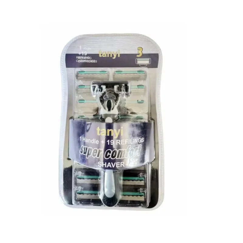 Triple Blade Reusable Razor with 18 Replacement Heads | Men & Women