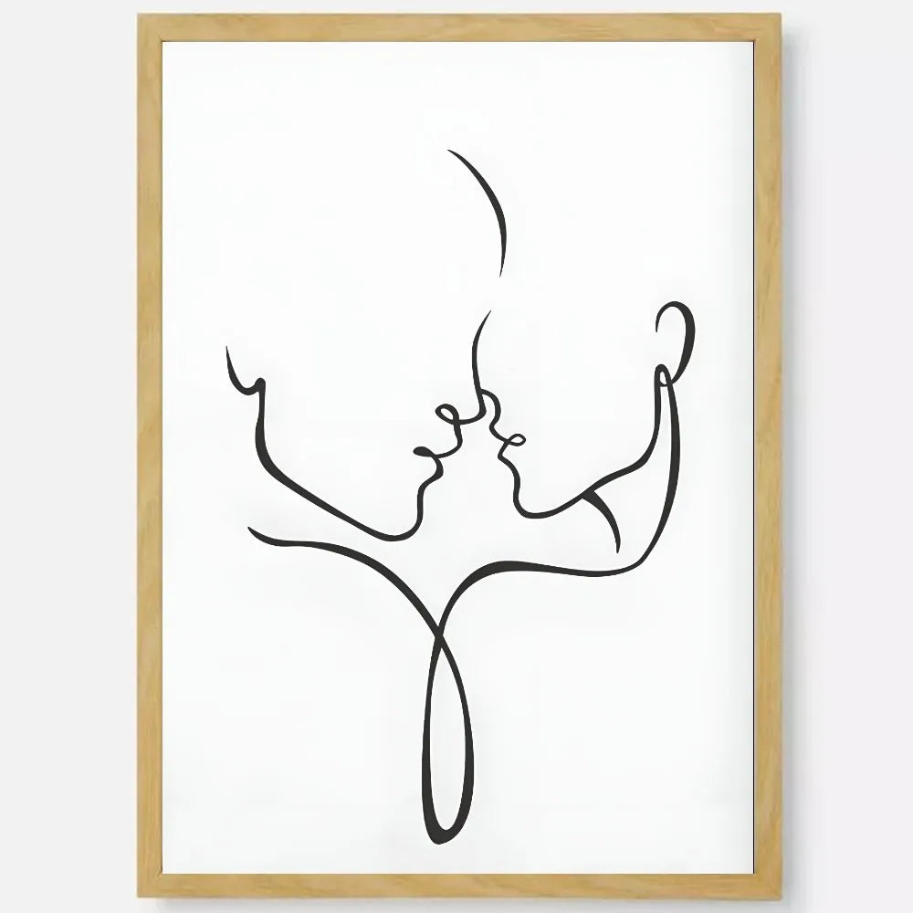 Black & White Couple Line Art Poster | Self-Adhesive Wall Decor Wall Art Poster Peaceful Pleasures Health and Wellness z4 30X40cmNoframe