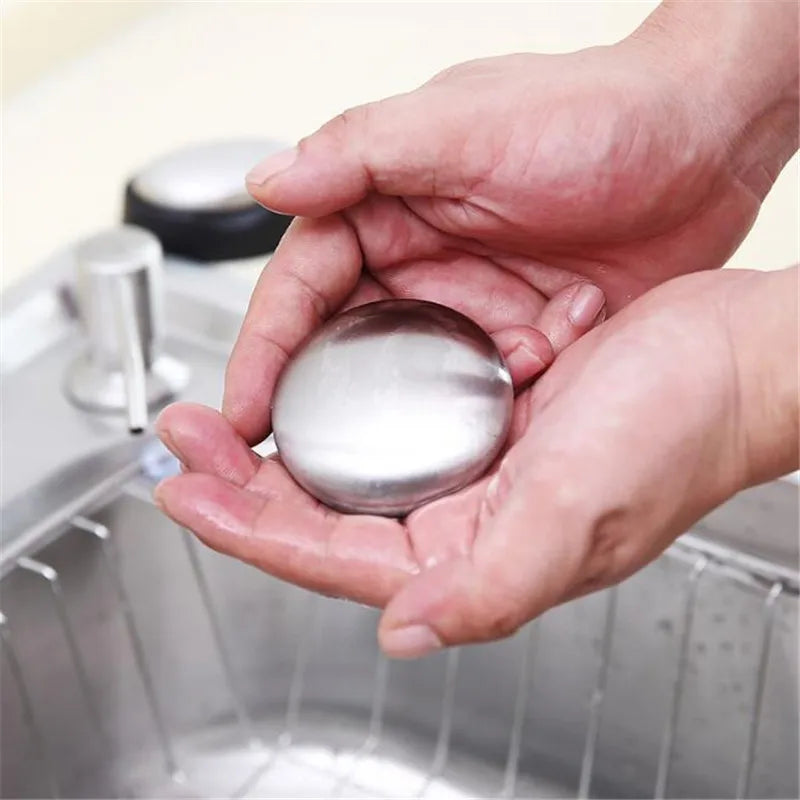 1/2Pcs Stainless Steel Soap Oval Shape Odor Remover Eliminates Garlic Onion Fish Smell for Kitchen and Bathroom Use Peaceful Pleasures Health and Wellness