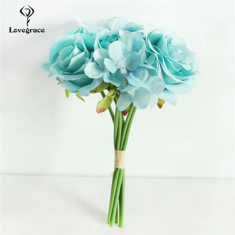 Silk Rose Wedding Bouquet – Artificial Bridal Flowers | Lovegrace