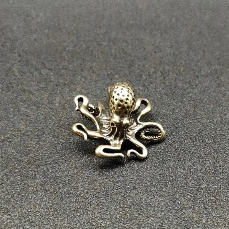 Brass Octopus Figurine - Antique Copper Desk Ornament Peaceful Pleasures Health and Wellness