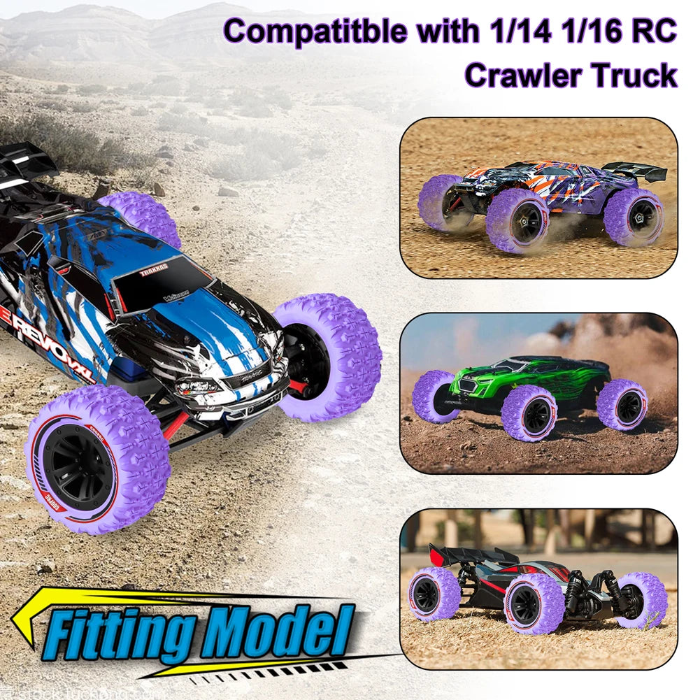 4Pcs 12mm Hex RC Wheels and Tires Swamp Claw Mud Terrain Tires Accessories RC Tires Wheels for 1/14 1/16 RC Car Crawler Peaceful Pleasures Health and Wellness
