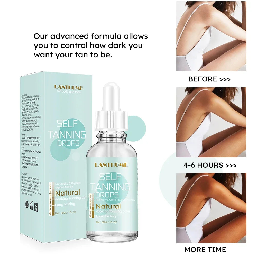 30ml Self -Tanning Drops Body Self Tanner Sunless Tanning Lotion for Natural-Looking Tanner For Body Skin Care Peaceful Pleasures Health and Wellness