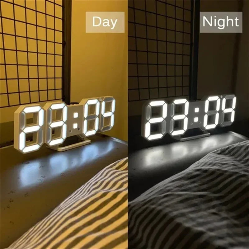 Decoration for Bedroom 3D Digital Wall Clock Home Adjustable Living Room Decor Night Light Mode Decorate Clocks Decorations Peaceful Pleasures Health and Wellness