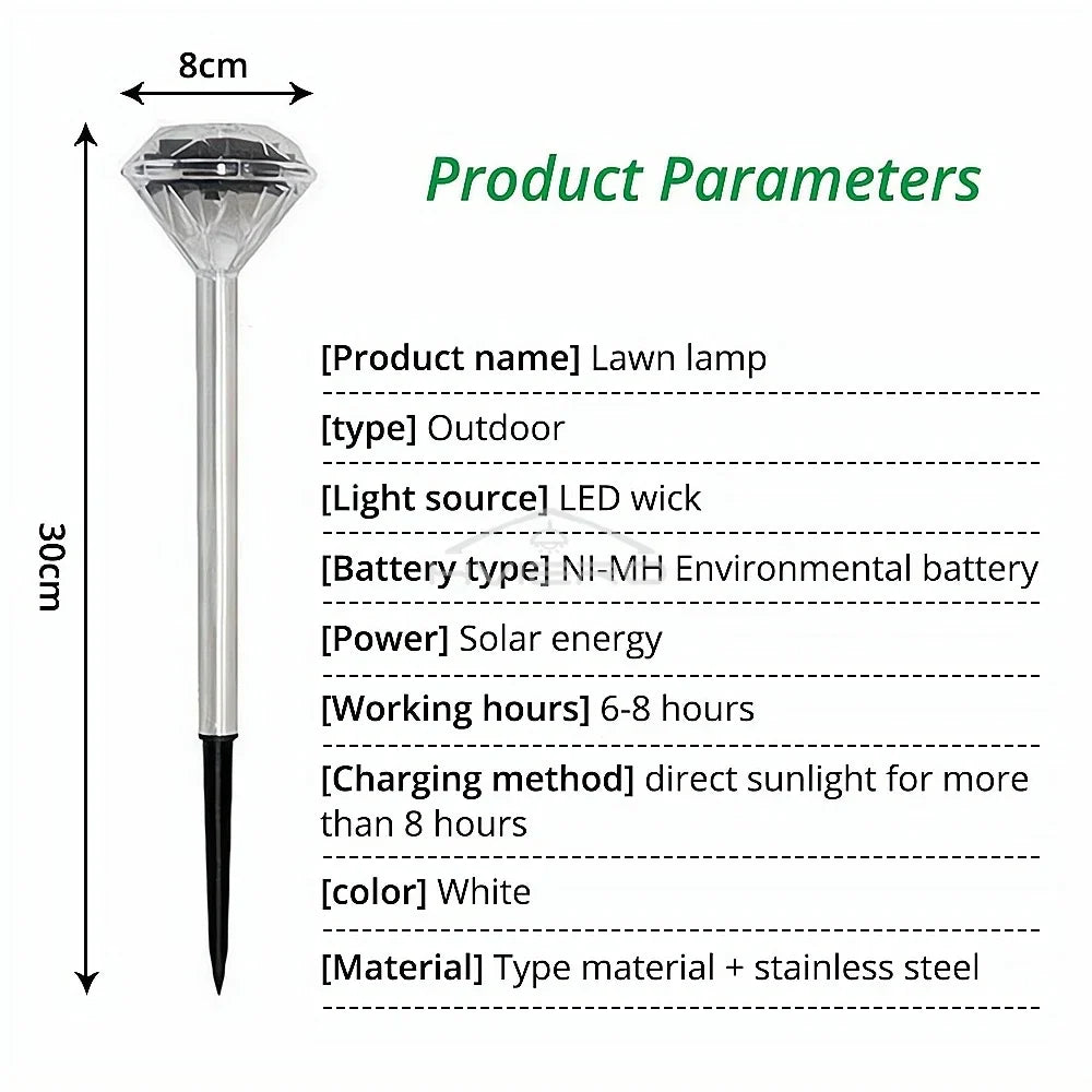 Solar Diamond LED Garden Lawn Light | IP65 Waterproof Outdoor