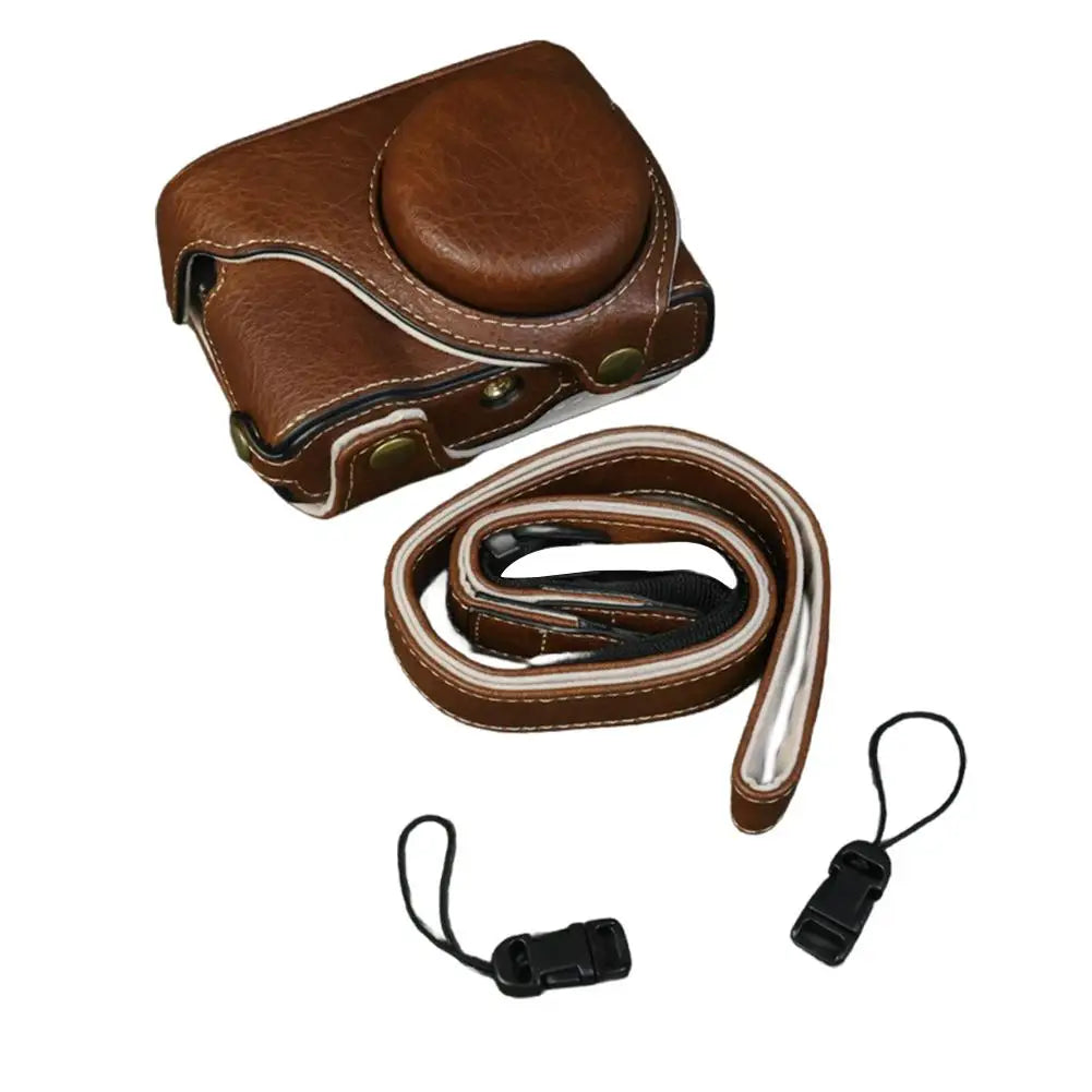 for Lumix Tz99/Zs99 PU Leather Protective Case TraveL Camera Bag Camera Foreskin Cover Protective Cover Base Perforated Shell Peaceful Pleasures Health and Wellness B