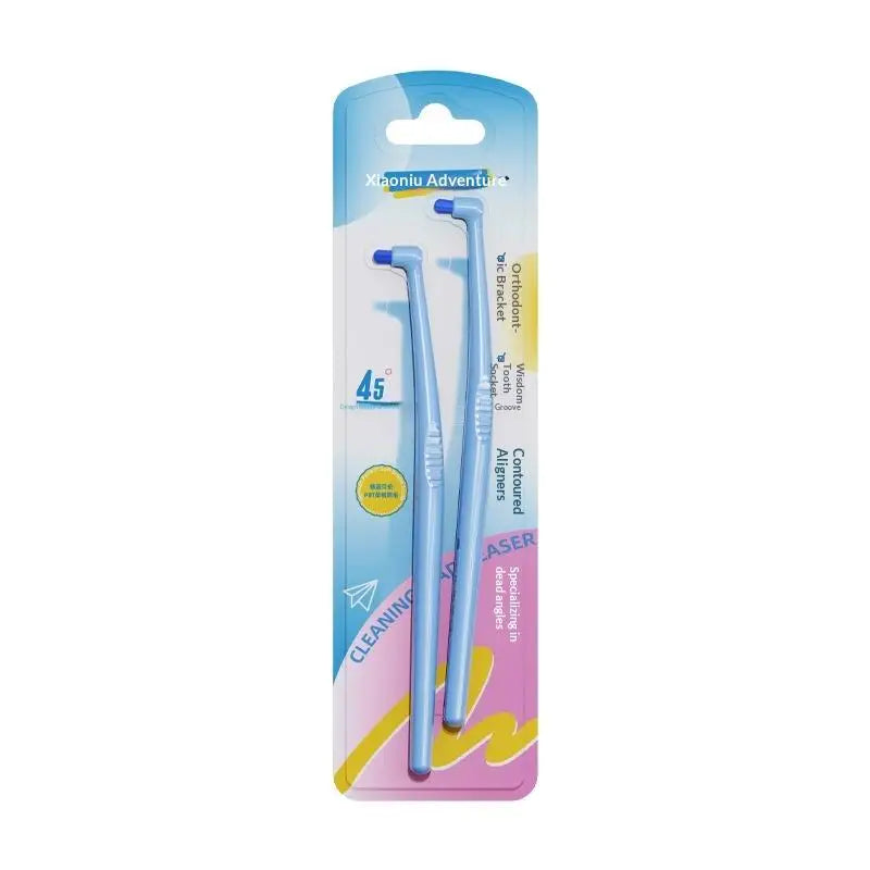 Small Head Single Bundle Interdental Brush Teeth Cleaning Toothbrush Deep Oral Cleaning Soft Bristle Colorful Small Head Brush Peaceful Pleasures Health and Wellness Blue
