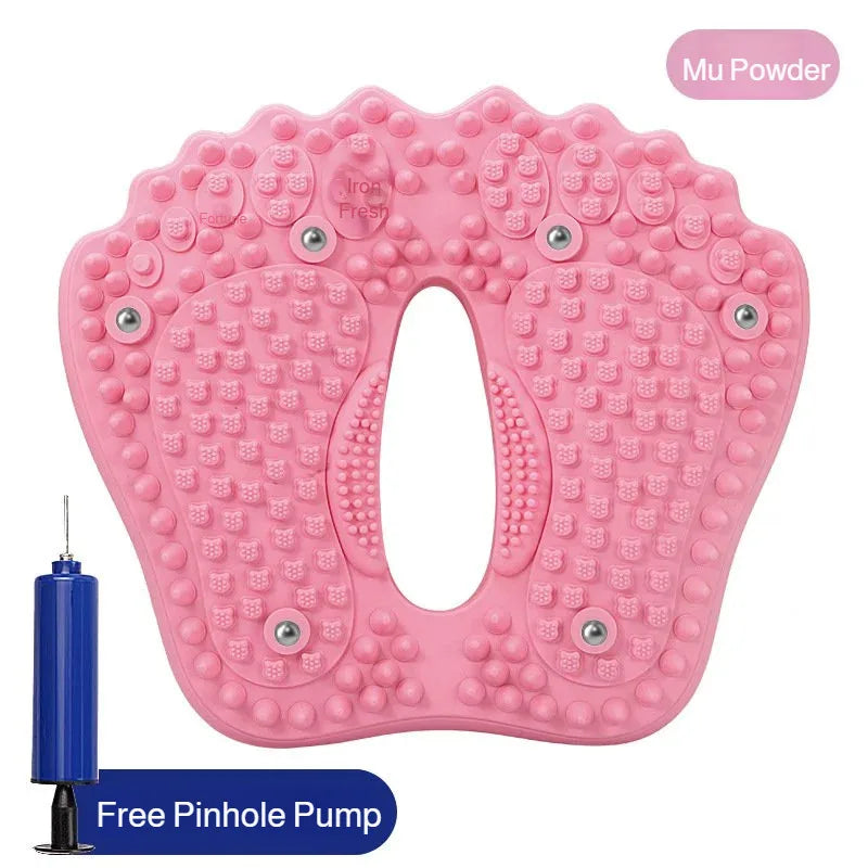 Large Household Inflatable Foot Massager Anti-slip Magnet Stone Stepper Pad Pressure Points in Situ Sports Fitness Equipment Peaceful Pleasures Health and Wellness Pink