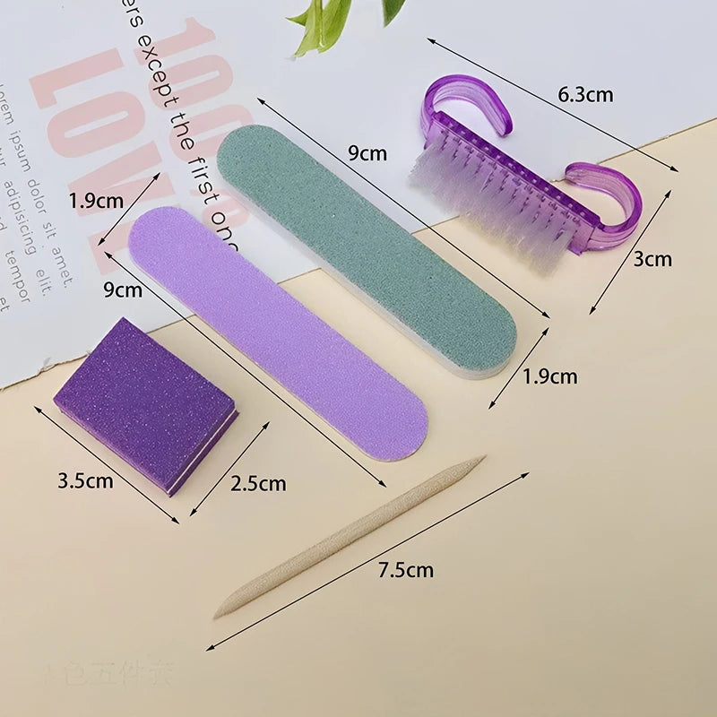 5pcs Mini Nail Files Disposable Wood Sticks Manicure Tools Portable Cleaning Kit For Nail Art Care DIY Home Use Peaceful Pleasures Health and Wellness